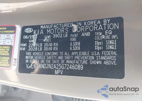 2016 Kia Soul from USA, damaged, VIN KNDJN2A25G7246089